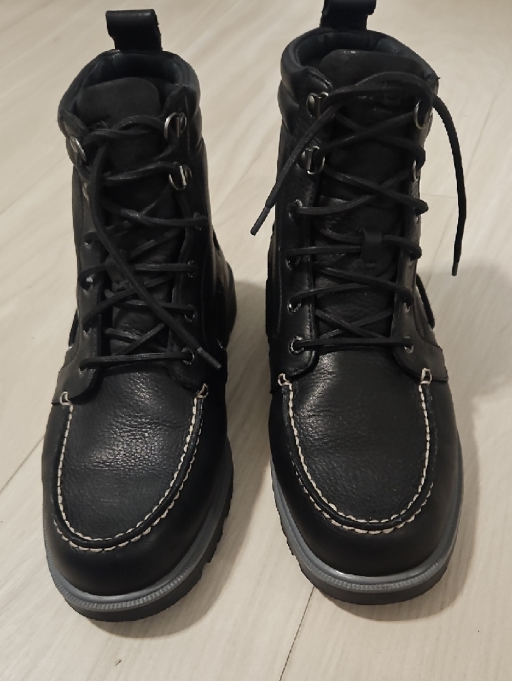 MENS Sperry Top-Sider Black Leather A/O Lug II Weatherproof Lace-Up Boots
